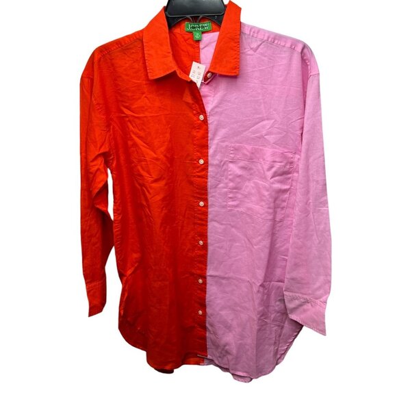 J.Crew Womens Button Up Beach Shirt In Colorblock Size XS BP116 - Picture 2 of 5